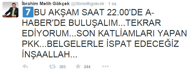 Melih Gökçek Ankara'daki saldırıyı kimin yaptığını açıkladı