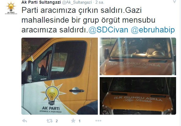 AK Parti aracına saldırı!