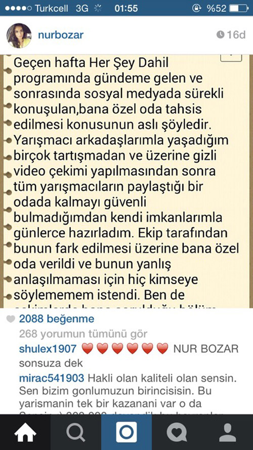 Nihat Doğan'dan Nur Bozar'a fırça (Nur Bozar elendi)
