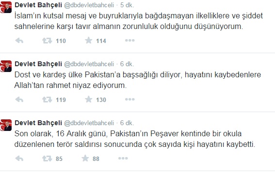 Devlet Bahçeli'den, Pakistan'a başsağlığı