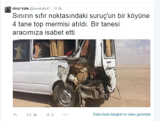 Top mermisi içinde yolcuların olduğu araca isabet etti