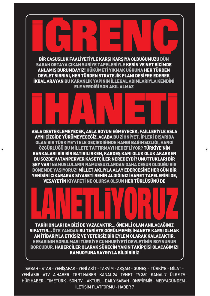 Habercilerden ihanete lanet