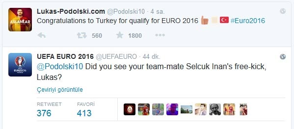 UEFA'dan Podolski'ye: 'Gördün mü?'