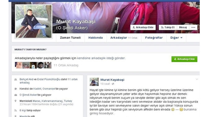 İntihar notunu Facebook'ta paylaşan asker ölü bulundu