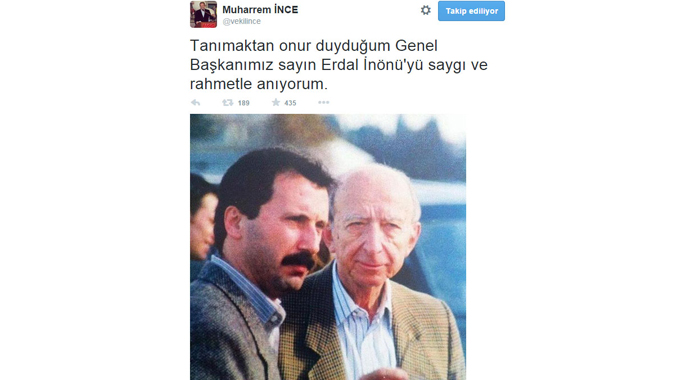 Muharrem İnce,İnönü'yle fotoğrafını paylaştı
