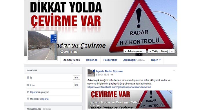 Radara yakalanmamak için Facebook'ta grup kurdular
