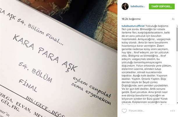 Tuba Büyüküstün'den veda mesajı