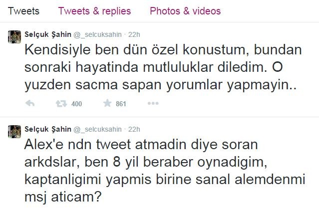 Selçuk Şahin'in Alex isyanı