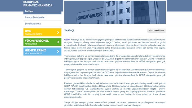 Asansör firması Geda Major sitesini kapattı
