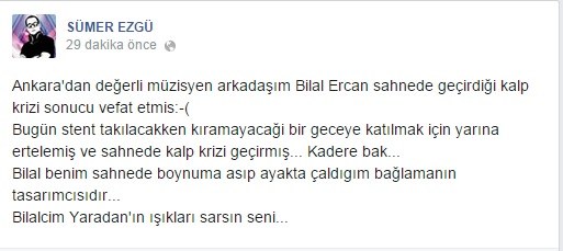 Sahnede fenalaşan halk müziği sanatçısı öldü