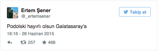 Ertem Şener: Podolski Galatasaray'a hayırlı olsun