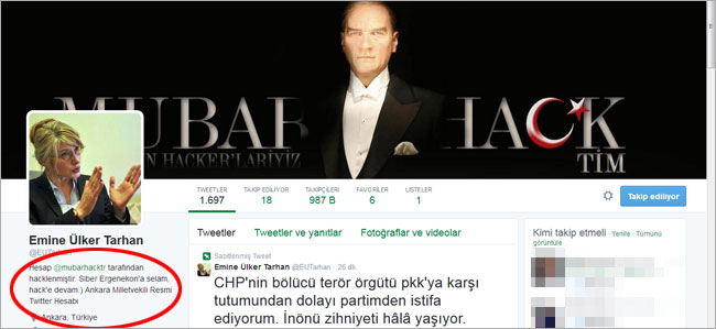 CHP'li Emine Ülker Tarhan'ın Twitter hesabı hacklendi