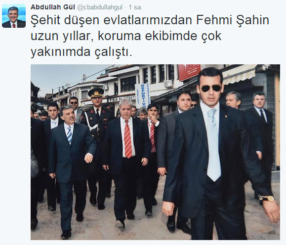Abdullah Gül, koruma polisi için taziye mesajı yayınladı