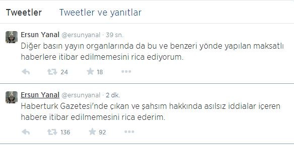 Ersun Yanal o haberi Twitter'dan yalanladı