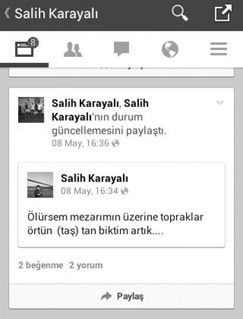 'Taştan bıktım üzerime toprak örtün'