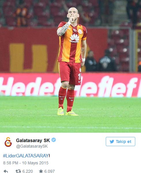 Beşiktaş maçı bitti Galatasaray Sneijderli mesaj verdi