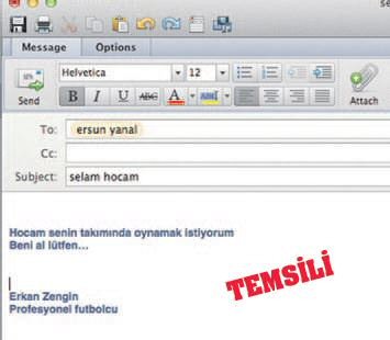 Erkan Zengin'den Ersun Yanal'a mail