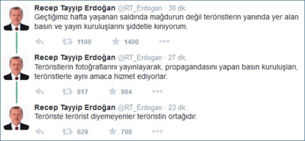 Erdoğan'dan Twitter üzerinden sert tepki