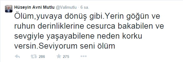 Vali Mutlu'dan ilginç tweet: 