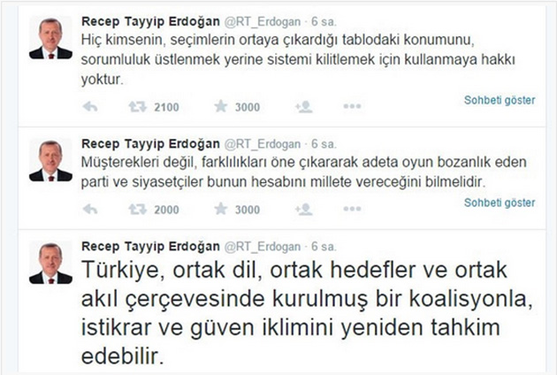 Erdoğan'dan kritik koalisyon tweet'leri