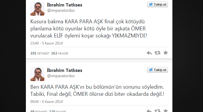 İbrahim Tatlıses, Kara Para Aşk'ı eleştirdi