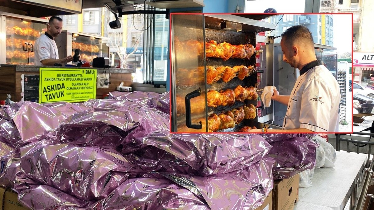Ramazan'da esnaftan ailelere "askıda tavuk" desteği