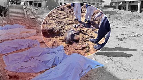 İsrail vahşetinin son görüntüsü! Hastane avlusu, mezarlık oldu - Dünya