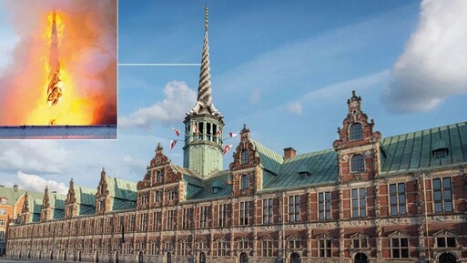 Kopenhag'da dev yangın: 400 yıllık tarihi bina yıkıldı - Dünya