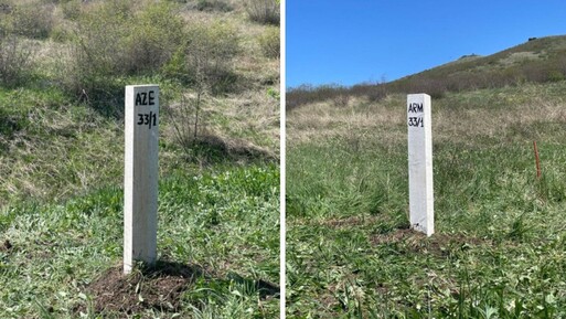 Azerbaycan'ın Ermenistan sınırına ilk sınır sütunu dikildi - Dünya