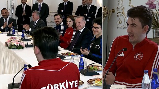 Cumhurbaşkanı Erdoğan ile milli sporcu arasında geçen konuşma tüm salonu kahkahaya boğdu - Gündem