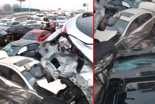 Çin'de feci olay! 100'den fazla araç birbirine girdi - Dünya