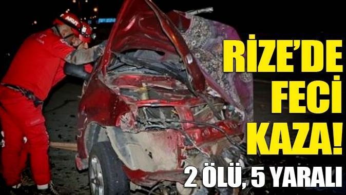 Rize&#039;de trafik kazası: 2 ölü, 5 yaralı