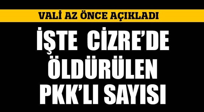 İşte Cizre&#039;de öldürülen PKK&#039;lı sayısı