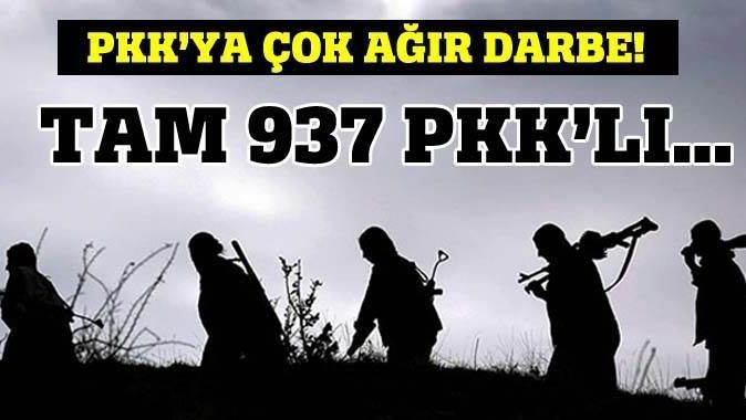 2 yıl içinde 937 PKK&#039;lı...