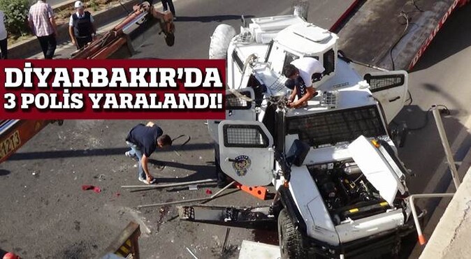 Diyarbakır&#039;da zırhlı araç 10 metre yüksekten düştü, 3 polis yaralı