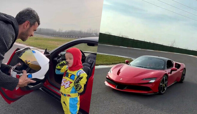 Sofuoğlu’nun oğlu minik Zayn sınırları zorladı: Ferrari’yle pistin tozunu attırdı