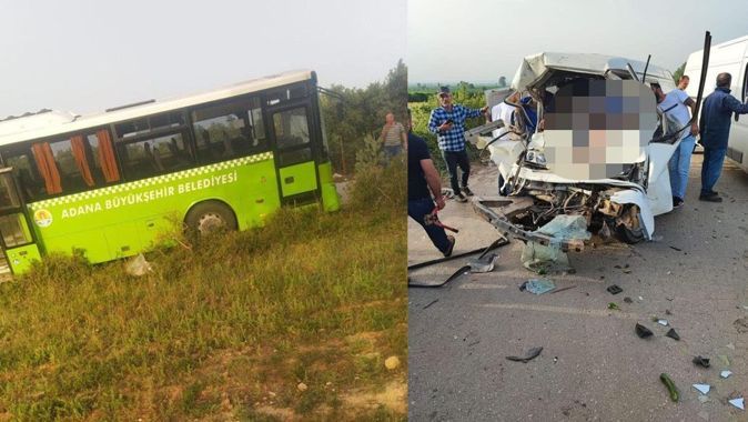 Adana&#039;da feci kaza! Halk otobüsü minibüsle çarpıştı, çok sayıda ölü ve yaralı var