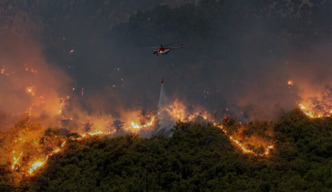Ciğerlerimiz yanıyor! Antalya Kemer&#039;de orman yangını saatlerdir sürüyor