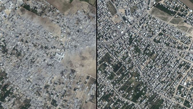 Gazze 20 günde harabeye döndü! Uydu görüntüleri yıkımı gözler önüne serdi