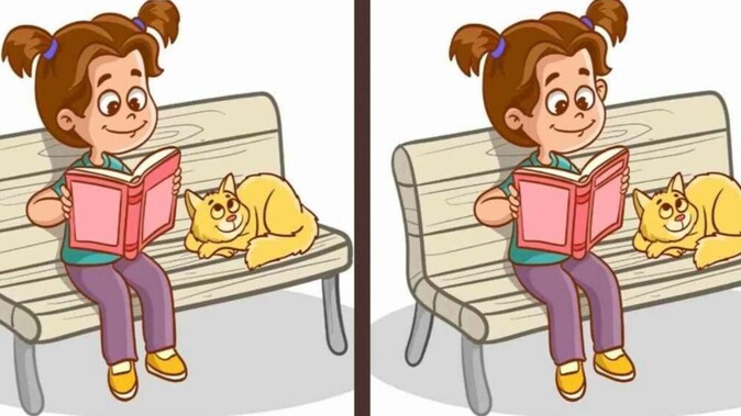 Optik illüzyon zeka testi: Bankta oturup kitap okuyan iki kız arasındaki 3 farkı sadece yüksek IQ&#039;su olanlar 10 saniyede buluyor