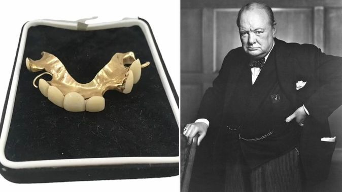 Winston Churchill&#039;in altın kaplama takma dişleri açık artırmada 700 bin liraya satıldı