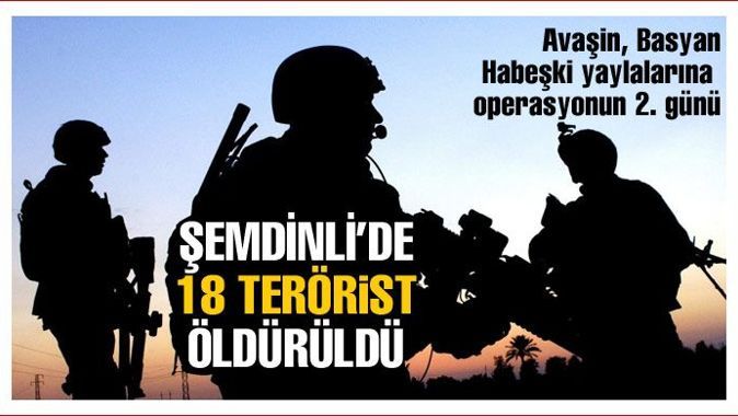 Şemdinli&#039;de 18 PKK&#039;lı öldürüldü