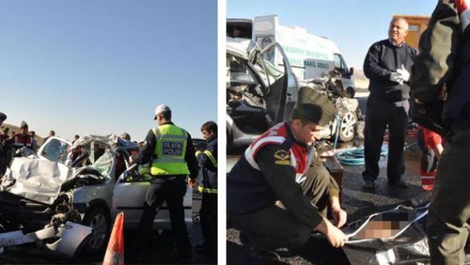 Aksaray&#039;da feci kaza, otomobil kamyona çarptı 3 ölü