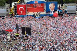 Başbakan Erdoğan, miting alanında