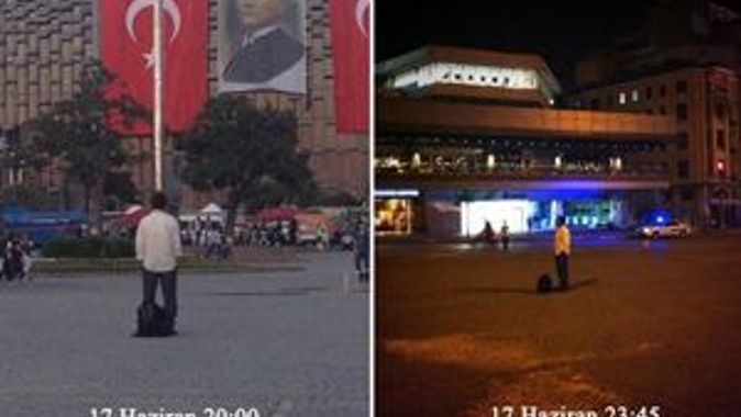 Taksim&#039;in ortasında &#039;duran adam&#039; twitter&#039;ın zirvesine yerleşti