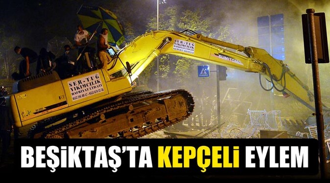 İstanbul&#039;da göstericiler dozer kaçırdı