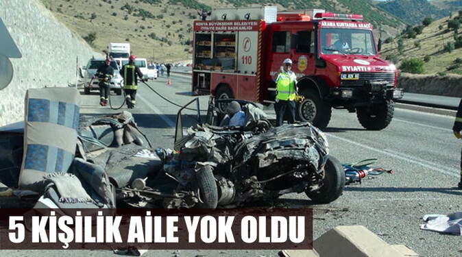 Konya&#039;da korkunç kaza, 5 kişilik aile yok oldu