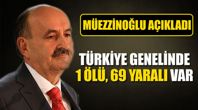 Müezzinoğlu, &#039;Türkiye genelinde bir ölü, 69 yaralı var&#039;