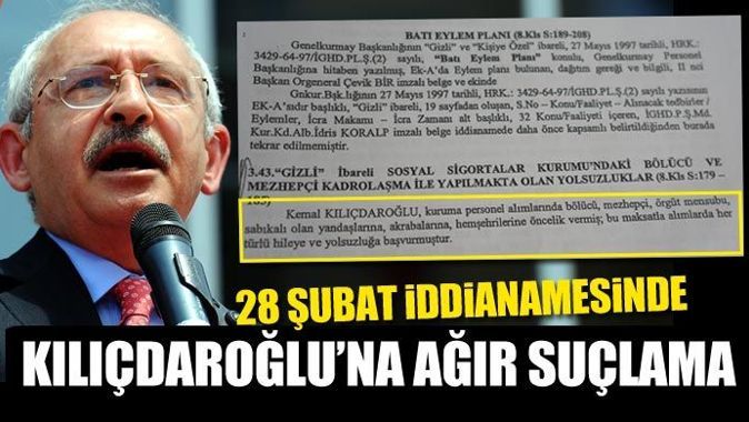 Kemal Kılıçdaroğlu 28 Şubat iddianamesinde