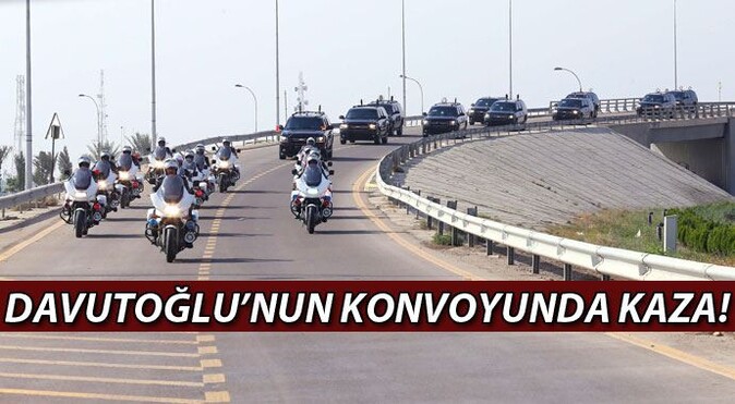 Başbakan Davutoğlu&#039;nun konvoyunda kaza